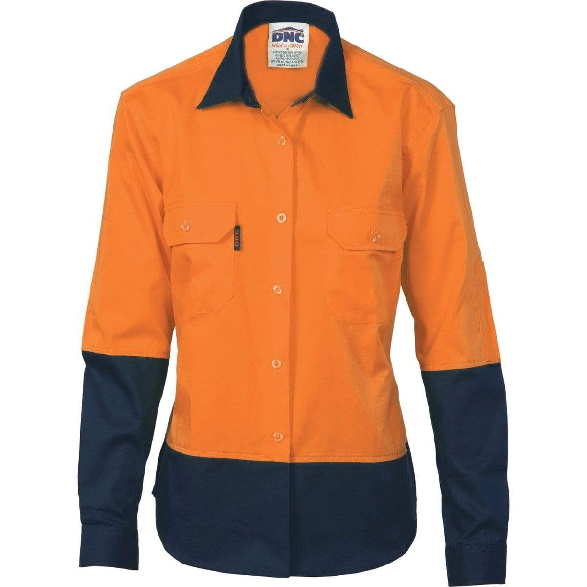 DNC Workwear Work Wear DNC WORKWEAR Women’s Hi-Vis 2 Tone Cool-Breeze Long Sleeve Cotton Shirt 3940